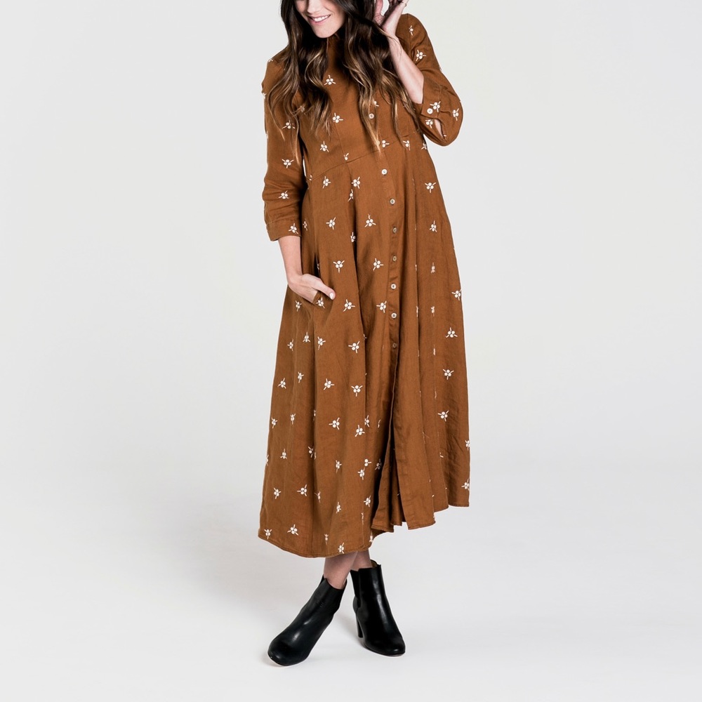 Berry embroidered dress